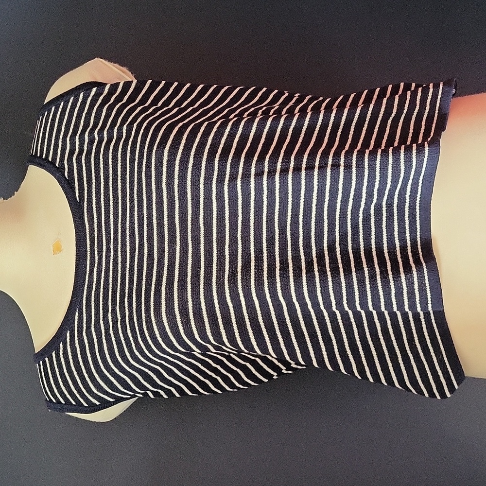 St john striped navy knit top large